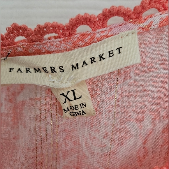 FARMERS MARKET RUFFLE SLEEVE BLOUSE SZ XL CORAL PURPLE - Picture 5 of 8